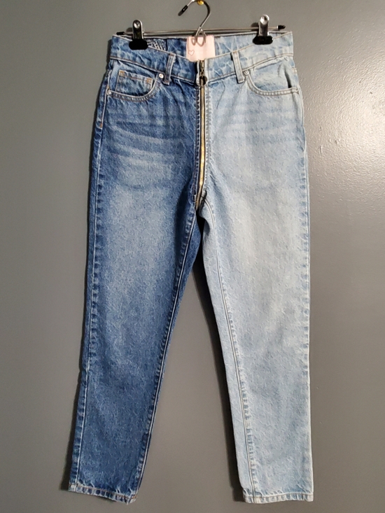 REVICE Denim - REVICE High-Rise Two-Tone Blue Zip-Front Jeans Cropped Women's Size 28